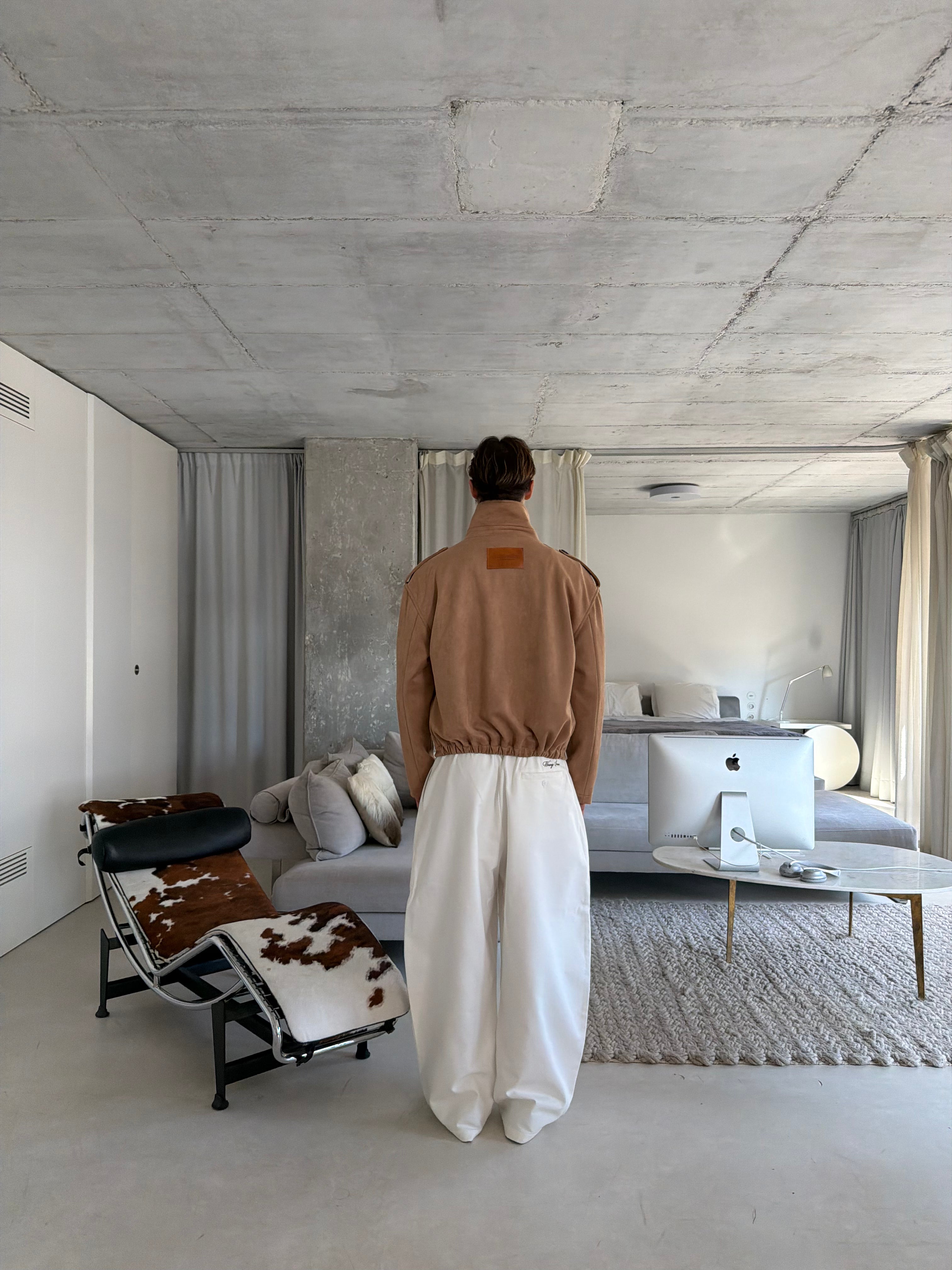 Suede Funnel Neck Jacket