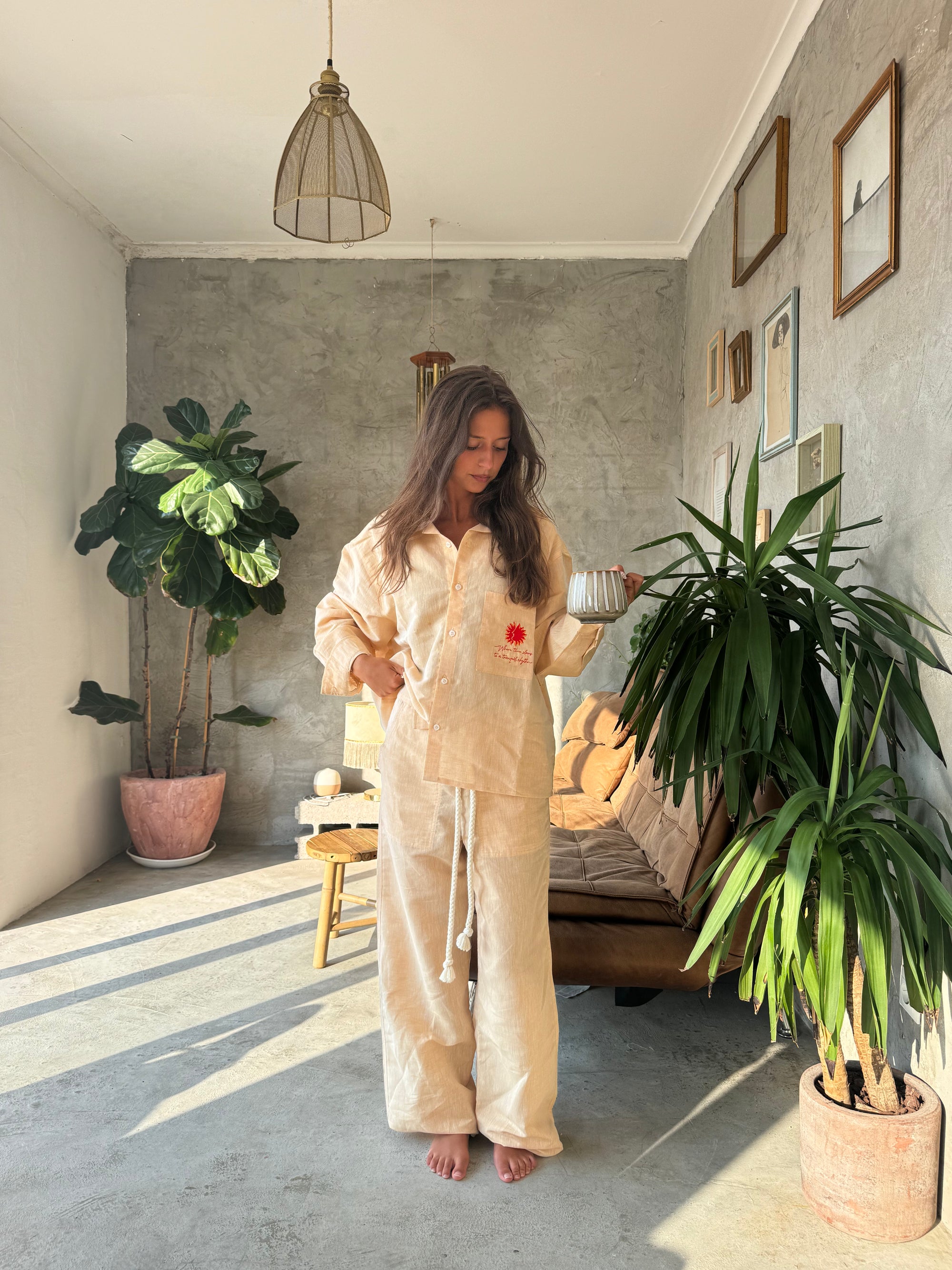 Salmon Linen Shirt