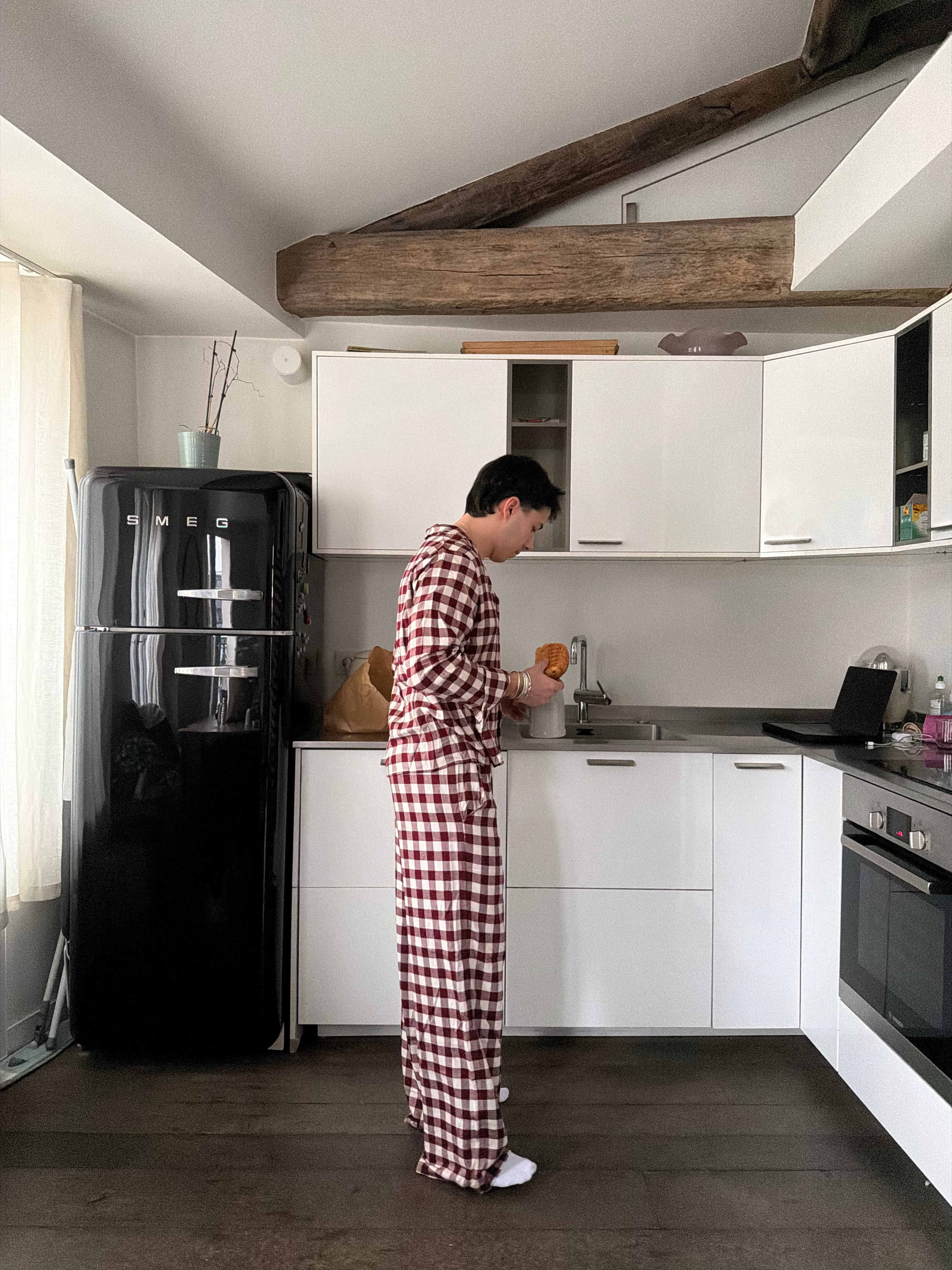 Conjunto de Pijamas em Padrão de Tabuleiro de Xadrez