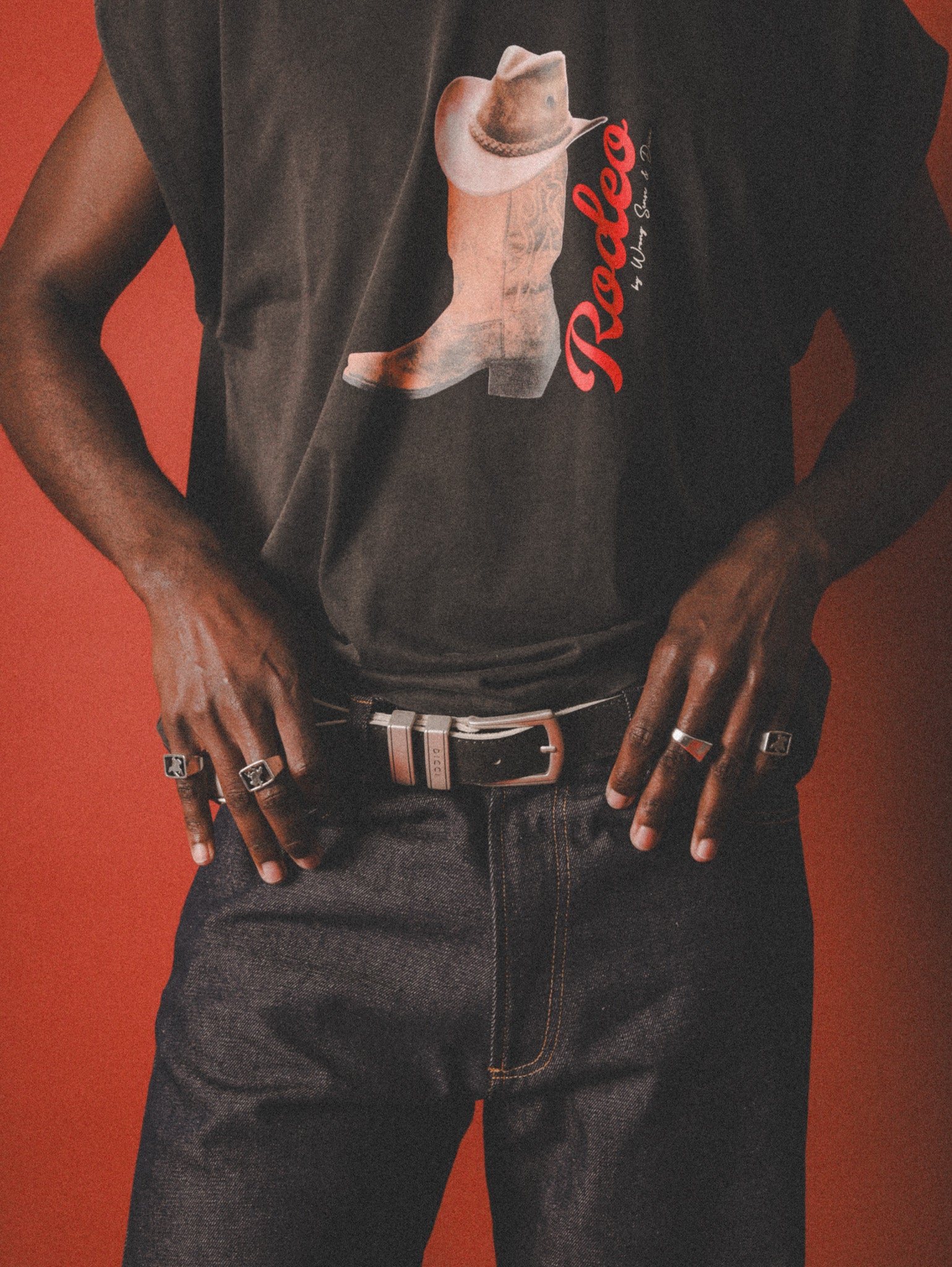 Vintage Black Leather Belt