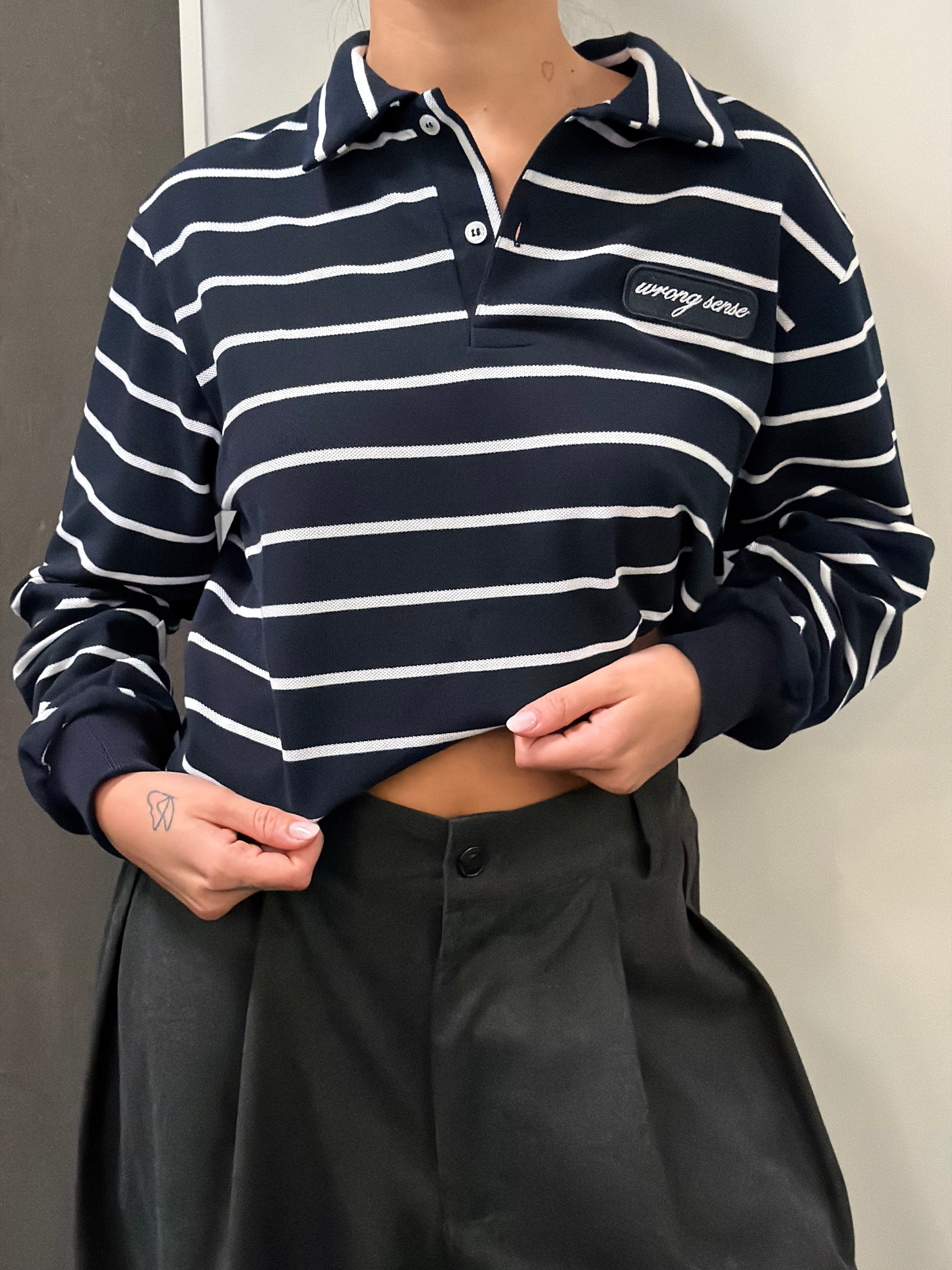 Office Navy Striped Polo