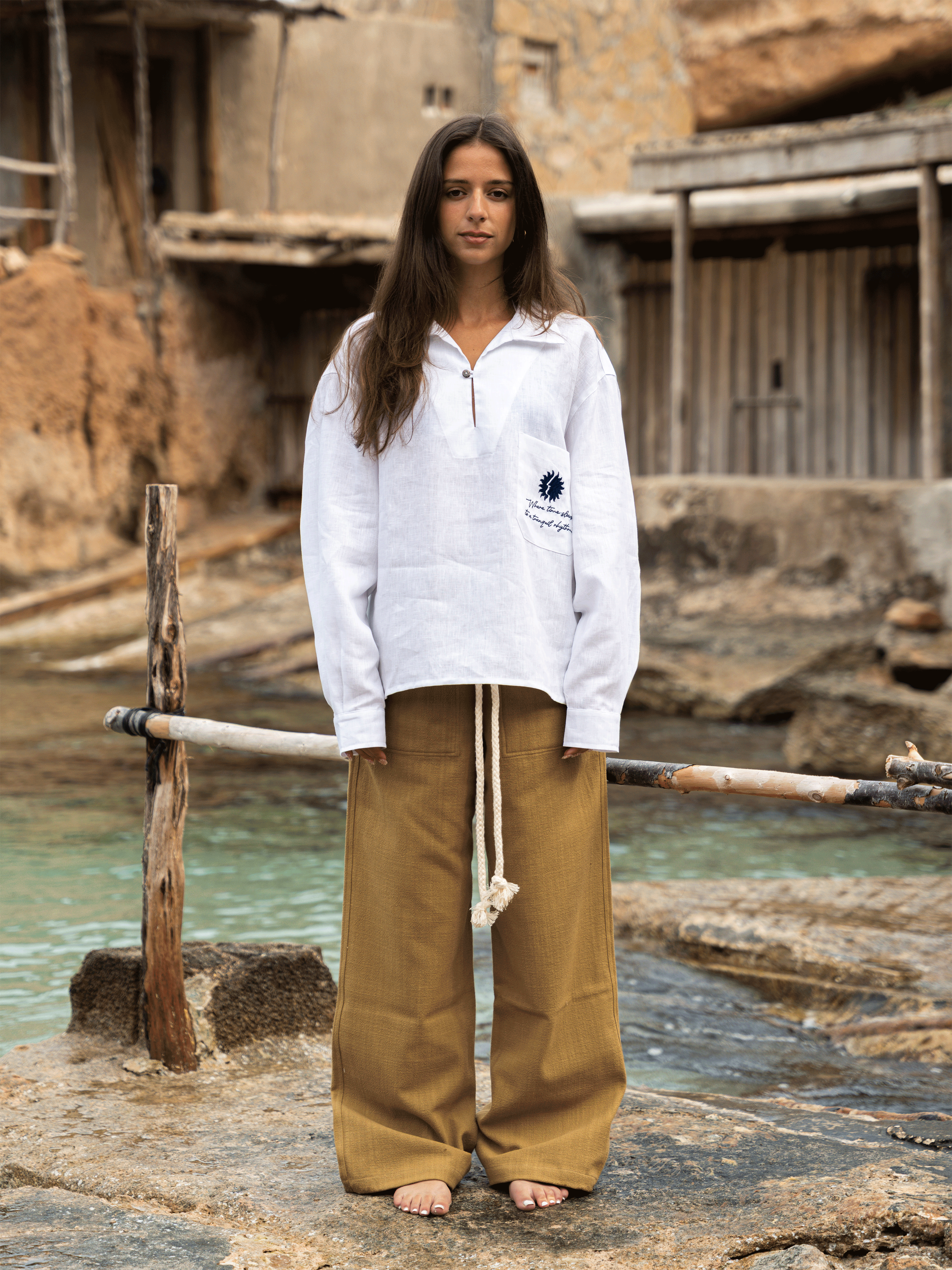 Ibiza Olive Linen Pants